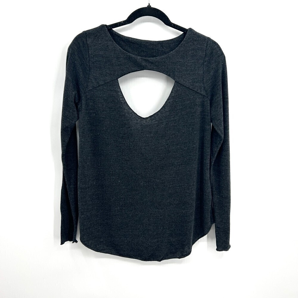 NWT CHASER Black Cut Out Drape Back Long Sleeve Soft Shirt Top Size Medium